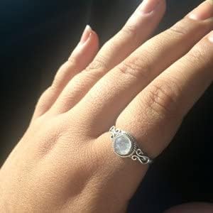 Gemstone Ring, Handmade 925 Sterling Silver Rings for Women Girls, Natural Gemstone Ring US size 5 Solitaire Ring, Round Stone Ring, Minimalist Birthstone Gift Jewelry for her