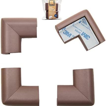 Roving Cove HeftyFit Corner Protector for Baby (4 Large Corners), Heavy-Duty Soft Rubber Foam Furniture Corner Bumper Guards, 3M Adhesive Pre-Taped, Coffee Brown