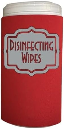 Disinfecting Wipes Cover with Silver Label Modern (Large, Red)