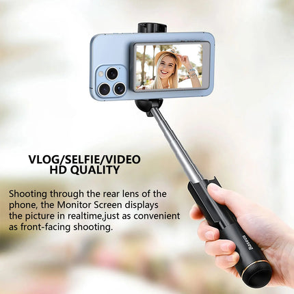 iPhone vlog selfie monitor screen showing live preview angle