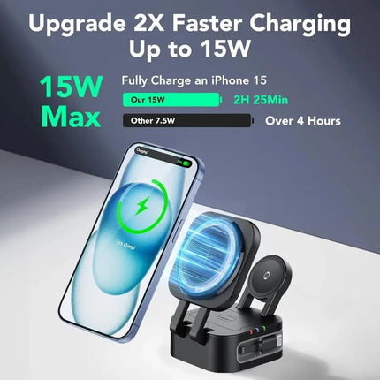 Magnetic 3 in 1 Wireless Charger Station With Extension Cords - photo 3