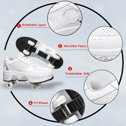 Sneaker Roller Shoes bottom view displaying wheel mechanism