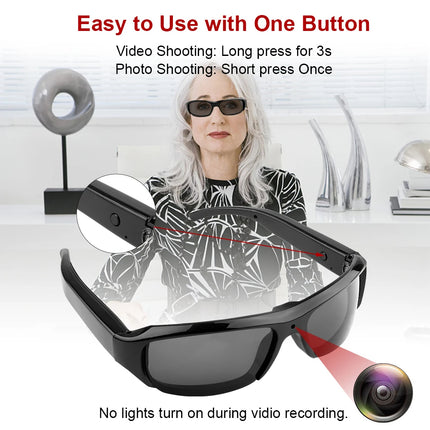 POV Camera Glasses worn on face demonstrating first-person perspective