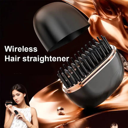 Mini portable hair straightener heating plates close-up view