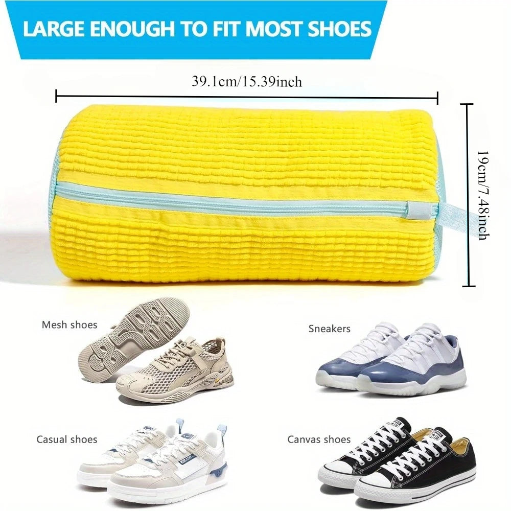 Shoe washing machine bag open view showing interior capacity for sneakers