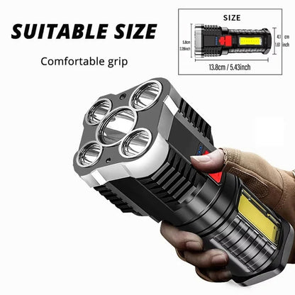 USA-CALI Ultra Bright LED Flashlight close-up of LED bulb and lens assembly