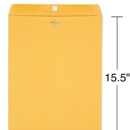 Staples 12 x 15.5 Clasp & Moistenable Glue Kraft Catalog Envelopes, Brown, Heavy‑Duty Mailing Envelopes for Documents, 100/Box
