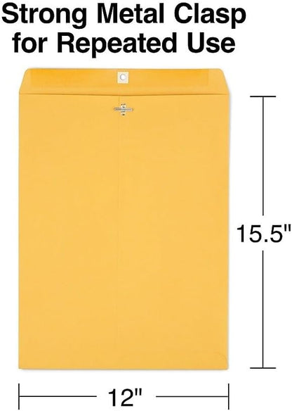 12 x 15.5 Clasp & Moistenable Glue Kraft Catalog Envelopes, Brown, Heavy‑Duty Mailing Envelopes for - photo 2