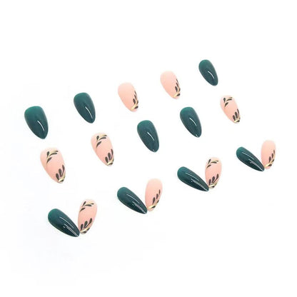 Medium Almond French Tip Press-On Nails with Designs, 24 pcs - photo 4