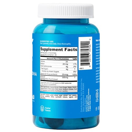 Goli Ashwagandha Vitamin D vegan gummies KSM-66 ingredients and supplement details