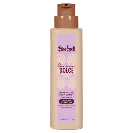 Tree Hut Hydraglow Body Lotion Cinnamon Dolce, Mothers Day Gifts, Hydrating & Moisturizing Daily Body Lotion for Soft, Glowing Skin, Lightweight Non-Greasy Formula, 18 fl oz