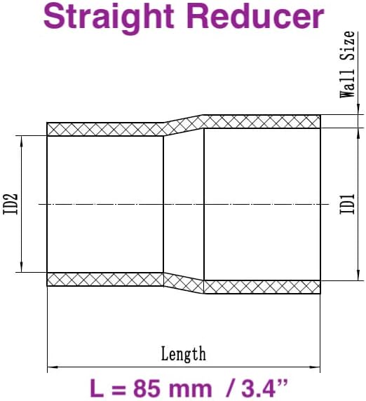 Automotive Silicone Reducer Hose Coupler, 1.75 in to 2.25 in ID, Black - photo 3