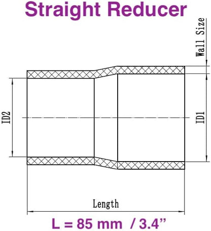 Automotive Silicone Reducer Hose Coupler, 1.75 in to 2.25 in ID, Black - photo 3