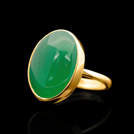 Natural Labradorite Crystal Ring 24K Gold Vermeil 925 Sterling Silver Oval Solitaire Gemstone Dainty Leo Spiritual Perseverance Statement Ring Handmade Turkish Fine Jewelry