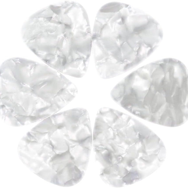 White Pearl Celluloid Guitar or Bass Pick, 0.46 mm Light
