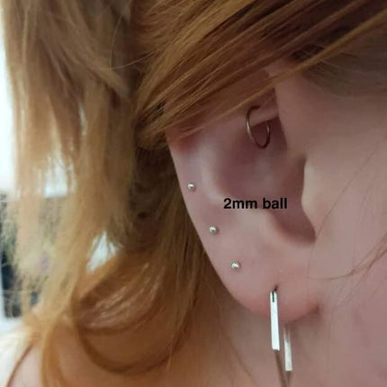 Renkovte Tiny Ball Stud Earrings for Women,Dainty 2mm 3mm 4mm Ball Studs for Cartilage Helix Second Lobe Piercing 316 Surgical Steel Hypoallergenic
