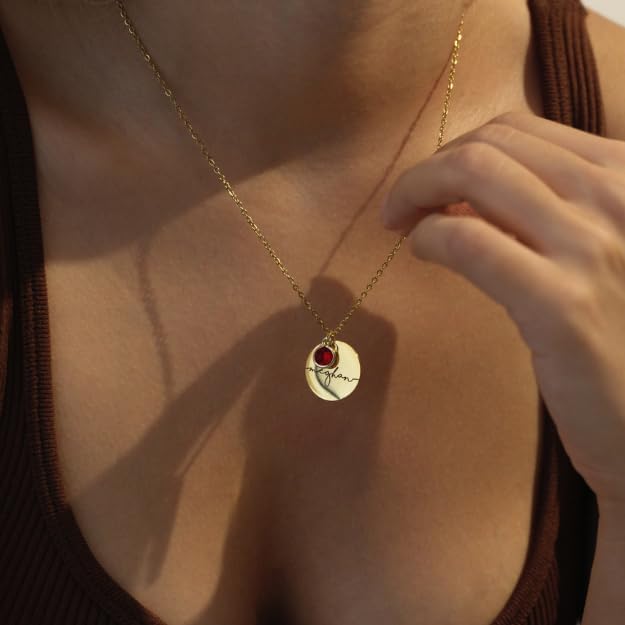 Personalized Name Necklace with Birthstone Gold Pendant - photo 2