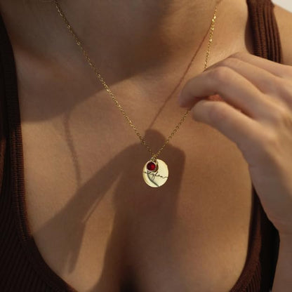 Personalized Name Necklace with Birthstone Gold Pendant - photo 2