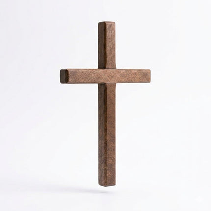 Christian Wooden Cross for Wall and Table, 7.87" x 4.7" Premium Small Handheld Prayer Cross with Hook, Spiritual Religious Gift for Christmas Baptism Altar Church Home Room Decor
