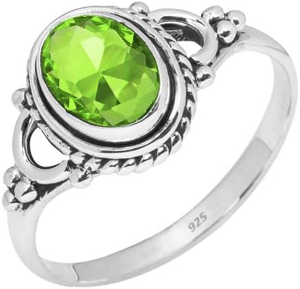 Natural Gemstone Stone Rings- 925 Sterling Silver Ring For Womens and Girls Christmas Gift