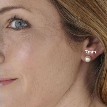 Renkovte Pearl Stud Earrings for Women,Flat Screw Back Pearl Helix Earrings Cartilage Earrings 316L Surgical Steel Piercing Jewelry Gift(7,8,9,10mm Pearl)