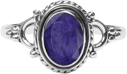 Natural Gemstone Stone Rings- 925 Sterling Silver Ring For Womens and Girls Christmas Gift