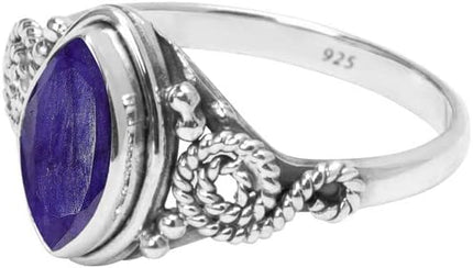 Gemstone Ring, 925 Sterling Silver Statement Ring For Women Girls Christmas Gifts Size US Handmade Jewelry