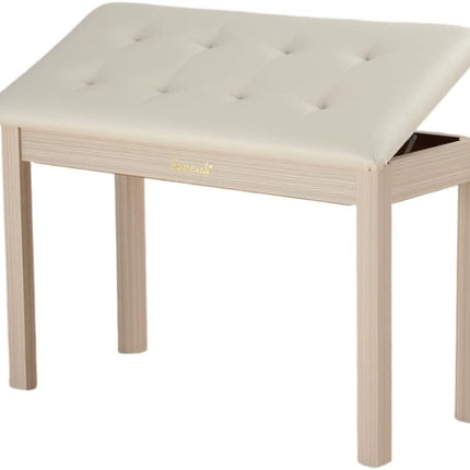Solid Wood Duet Piano Bench with Storage, Piano Stool and Padded Cushion, Keyboard Bench with Bookcase, Piano Chair and Piano Seat with High-Density Sponges.
