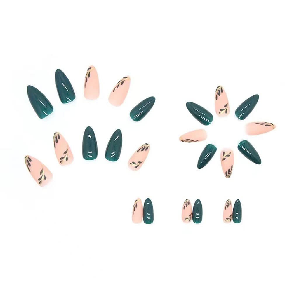 Medium Almond French Tip Press-On Nails with Designs, 24 pcs - photo 3