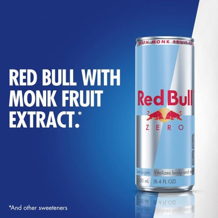 Red Bull Zero Energy Drink, 8.4 fl. oz., with 80mg Caffeine, Taurine & B Vitamins, Pack of 12 cans
