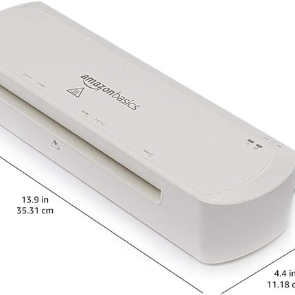 Amazon Basics 9-Inch Thermal Laminator Machine with Quick Warm-Up, 2 Heat Settings, Jam Release for Documents and Photos, White