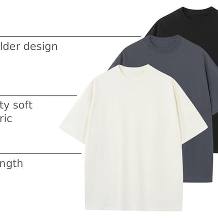 Men's Cotton T-Shirts Oversized Unisex Short Sleeve Crew Neck Loose Basic Tops Solid Athletic Tee