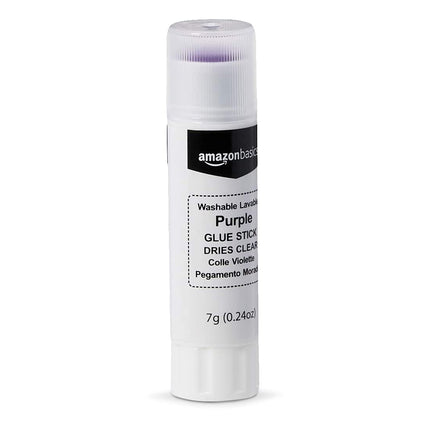 Amazon Basics Purple Washable School Glue Sticks for Classroom Supplies and Crafting, Dries Clear, 0.24-oz Stick, 30-Pack