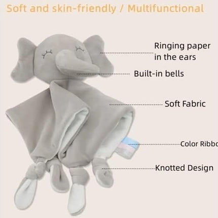 Elephant Security Blanket, Soft Baby Lovey, Newborn Baby Gift for Boys or Girls, Comfort Toy Blanket, Baby's Go To Comforting companion (Grey Elephant)