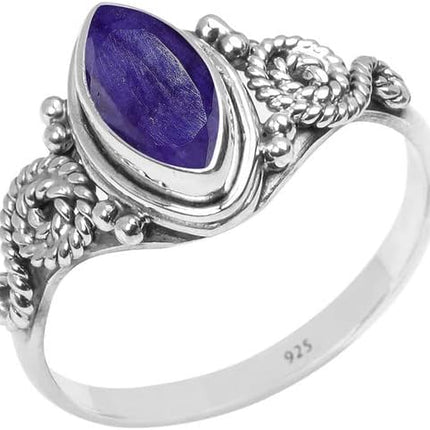 Gemstone Ring, 925 Sterling Silver Statement Ring For Women Girls Christmas Gifts Size US Handmade Jewelry