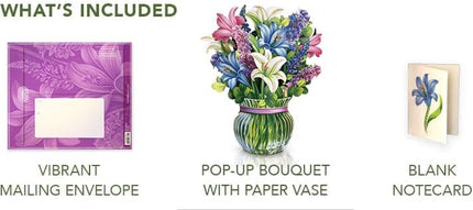 Freshcut Paper Pop Up Cards, Dear Dahlia, 12 Inch Life Sized Forever Flower Bouquet 3D Popup Greeting Card, Birthday Cards, Thank You Card, Blank Notecard & Envelope