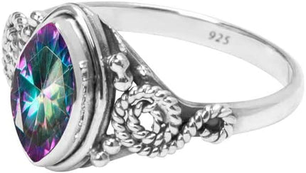 Gemstone Ring, 925 Sterling Silver Statement Ring For Women Girls Christmas Gifts Size US Handmade Jewelry