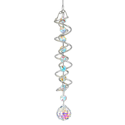 20.5in Sea Blue Crystal Gazing Ball Spiral Wind Spinner Suncatcher