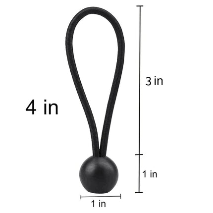 30 Pack Bungee Balls, Black Ball Bungee Heavy Duty Heavyweight 4 inches Tarp Bungee Cords, Weather Resistant Tie Down Strap 4mm Thickness - for Camping, Tents, Cargo, Holding Wire and Hoses