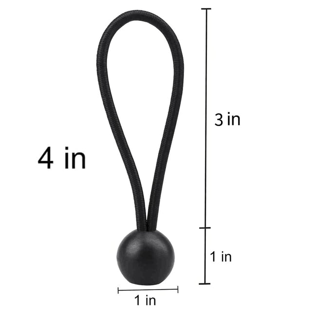 30 Pack Bungee Balls, Black Ball Bungee Heavy Duty Heavyweight 4 inches Tarp Bungee Cords, Weather Resistant Tie Down Strap 4mm Thickness - for Camping, Tents, Cargo, Holding Wire and Hoses