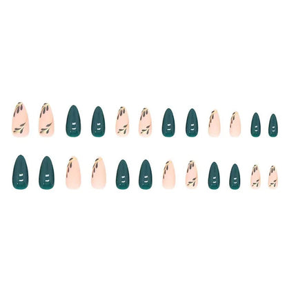 Medium Almond French Tip Press-On Nails with Designs, 24 pcs - photo 5