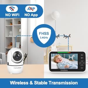 No WiFi 5-Inch Pan-Tilt-Zoom Video Baby Monitor - photo 5