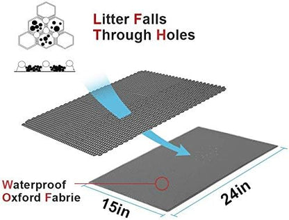 Cat Litter Mat Double Layer Waterproof Urine Proof Trapping Mat 1 Pack (Gray, 24x15 Inch (Pack of 1)) - photo 2