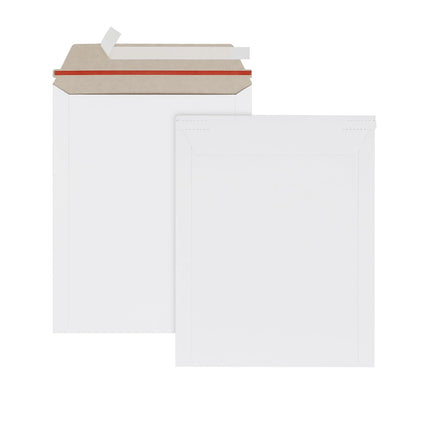 100 Pack 6X8 inch Self Seal Photo Document Mailers Stay Flat White Cardboard Envelopes White Photography Mailers for CD, Photos, Document