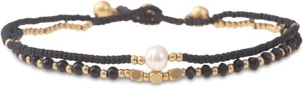Made by Nami Boho Surfer Anklet Waterproof & Adjustable Beaded Anklets for Women Beachy Ankle Bracelet Made from Waxed Cotton Rope and Beads for Summer and Hippie Style