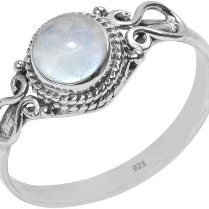 Gemstone Ring, Handmade 925 Sterling Silver Rings for Women Girls, Natural Gemstone Ring US size 5 Solitaire Ring, Round Stone Ring, Minimalist Birthstone Gift Jewelry for her