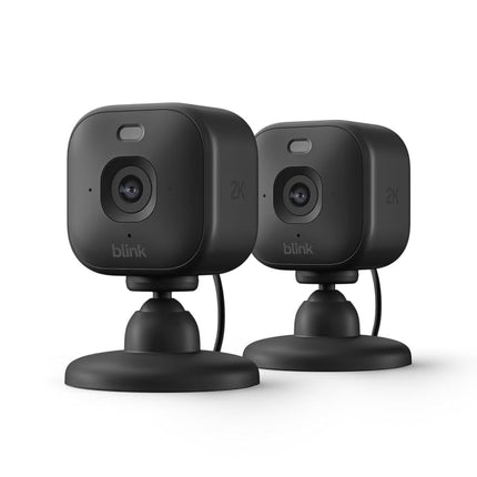 Blink Mini 2K+ (newest model) – Plug-in Home & Pet Indoor Security Camera with 2K video resolution, night vision, enhanced audio, motion detection – 2 cameras (Black)