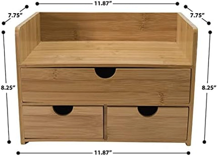 Sorbus Bamboo Desk Organizer - Open Drawer Detail
