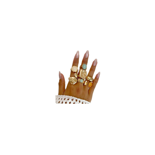 Chunky Gold Square Knuckle Finger Ring Set for Women,Vintage Colored Rhinestone Statement Finger Rings,Personalized