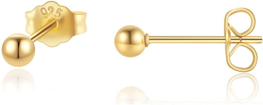 Tiny Ball Stud Earrings for Women,Dainty 2mm 3mm 4mm Ball Studs for Cartilage Helix Second Lobe Piercing 316 Surgical